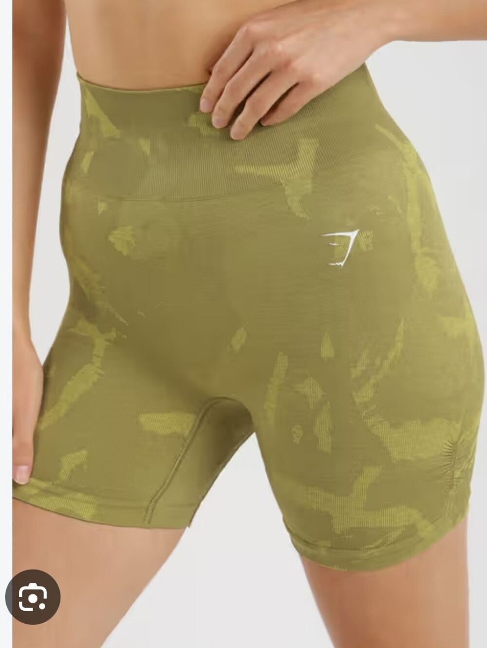 Gymshark Adapt Seamless High-Waist Olive Green Camo Bike Shorts